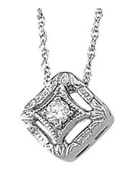 .05 CT DIAMOND PENDANT SLIDE with 18"CHAIN Rhodium plate over Sterling Silver