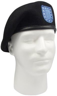 4919	Black, W/ Flash. Wool inspection Beret (7 1/4)