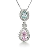 14k White Gold Kunzite and Aqua Diamond Pendant