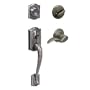 Schlage F362 CAM 620 ACC RH Camelot Double Cylinder Handleset with Right Hand Accent Lever Interior, Antique Pewter