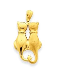 14k Gold Satin & Polished Cats Pendant