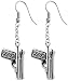 Pistol Handgun Pewter Earrings