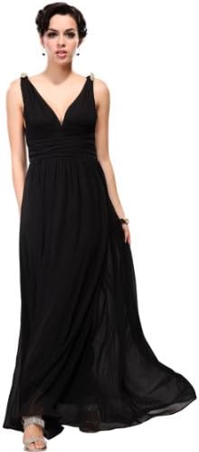 Ever Pretty Elegant V-neck Long Chiffon Crystal Maxi Evening Dress 09016