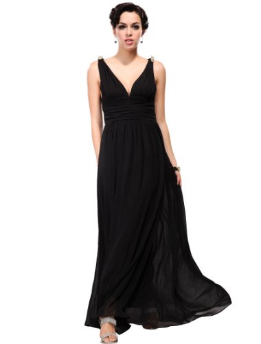 Ever Pretty Elegant V-neck Long Chiffon Crystal Maxi Evening Dress 09016