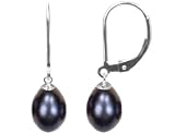 Freshwater Black 7.5-8mm Pearl Drop Earrings in Sterling Silver