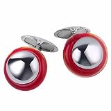 Masini Red Murano Stone Sterling Silver Cufflinks