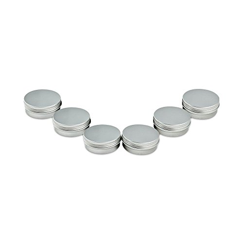 Houseables Aluminum Tin Jars, 2 Oz, 60 ML Gram Jar, Cosmetic Sample Tins Empty Container, Round Pot Screw Cap Lid, Small Ounce for Lip Balm, Make Up, Eye Shadow, Powder, Gems, Beads