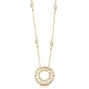 10k Yellow Gold Diamond Double Circle Pendant (1/7 cttw, I-J Color, I2-I3 Clarity), 18.25"