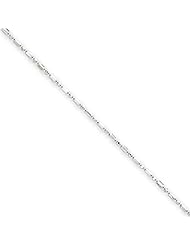 14k White Gold 16in 1mm D/C Ball + Bar Pendant Necklace Chain. Metal Wt- 1.55g