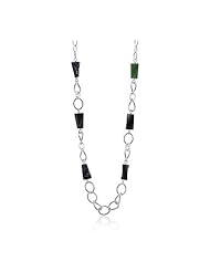 Silver Chain and Black Bead Necklace