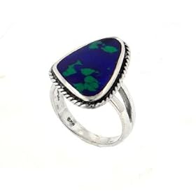 Roped Border Sterling Silver Azurite Stone Ring (Size 6) by 