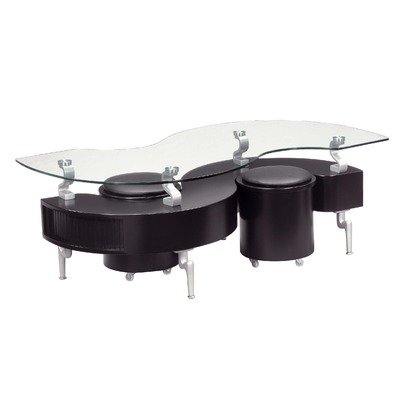 Sarah Coffee Table with Stool Finish: Black, Fabric: Black Sarah Coffee Table with Stool Finish: Black, Fabric: Black