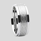 8 MM Tungsten Carbide Ring Laser Engraved With Unique Celtic Knot In the Center