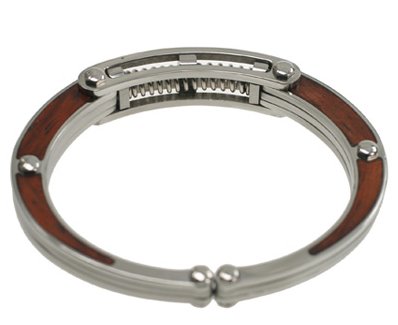 Click here to buy 316L Stainless Steel Bracelet bangle with wood by ToltecTraders.com.