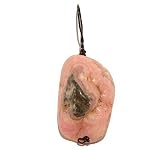 Rhodochrosite Pendant 07 Stone Pink Band Big Black Wire Healing 2.9