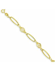 Genuine 14K Yellow Gold Polished Fancy Link Bracelet 7.5 Inches 4 Grams Of Gold 100% Satisfaction Guaranteed.