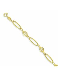 14K Gold Polished Fancy Link Bracelet 7.5 Inches