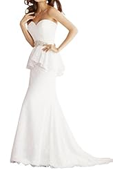 Strapless Mermaid Satin Lace  Natural   Waistline  Dress With Rhinestones