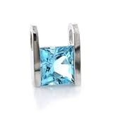 14K White Gold Blue Topaz Charm