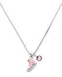 3-D Pink Ice Skate Charm Necklace with Light Pink Swarovski Crystal Drop