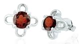 Round Cut Garnet Earrings Sterling Silver
