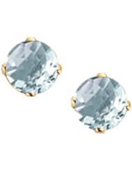 14K Yellow Gold Prong Set 5 MM Natural Aquamarine Earring Studs