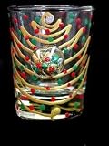 Christmas Trees Design - Hand Painted - Collectible Shot Glass - 2 oz.
