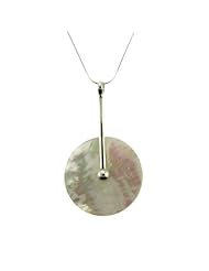 Sterling Silver Mother Of Pearl Pendant Necklace - 40 mm Diameter - 18" Sterling Silver Chain Included