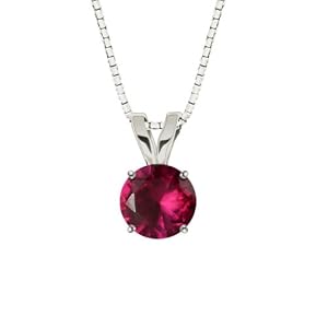 10k White Gold Round Created Ruby Gemstone Pendant Necklace (8mm 1.25 ct), 18 by Amazon.com Collection