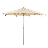 9’ Round Extendable Market Umbrella with Lights - Natural