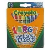 Binney and Smith Large Washable Crayons, Assorted Colors, Box of 8