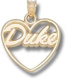 Duke Blue Devils Solid 10K Gold Script ''DUKE'' Heart Pendant