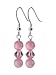 Pink Swarovski Crystal Cat Eye Beads Sterling Silver Earrings with Fish Hook Back findings