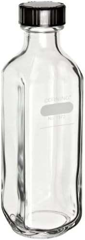 Corning Pyrex Narrow Mouth Milk Dilution Bottles, Graduated with Screw Cap (Culture Bottles), 160mL (Pack of 12)