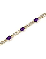 14kt Yellow Gold Oval Amethyst and Diamond Bracelet