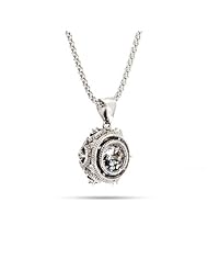 Victorian Style Crown Set Sterling Silver Bezel CZ Pendant