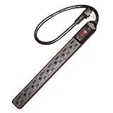 AVB Cable LTS-8S 8 Outlet Metal Power Strip with Right Angle Plug, Black