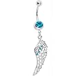 Zircon Blue Gem Angel Wing Belly Ring