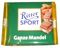 Ritter Sport Milk Chocolate with Whole Almonds, 100g