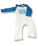Mine's A Pint Funny Baby Gro (Blue Sleeves)