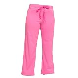 Solid Pink Lower Rise Womens' Fleece Comfy Pants, Longer length, available in 5 adult sizes