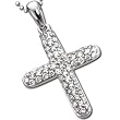 14K White Gold Diamond Cluster Cross Pendant Necklace