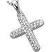14K White Gold Diamond Cluster Cross Pendant Necklace