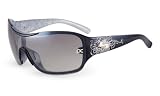 Sundog Iconic-Paula Creamer Signature Style Sunglasses with Black-Pink Frame and Gradient Smoke Flash Mirror Lens