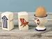 Kitchen & Housewares : EGG CUP, white with seaside deco 5x5x6cm