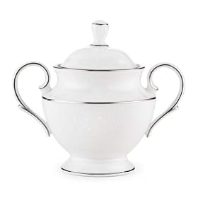 Lenox Floral Veil Bone China Platinum Banded Sugar Bowl by Lenox