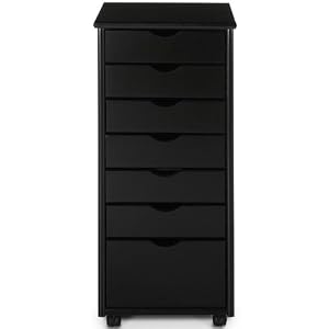 Stanton 6 + 1 Drawer Storage Cart, 35.5Hx15.5W, BLACK by Home Decorators Collection