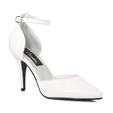 4 Inch Womens Evening Shoes High Heel D'Orsay Pump Shoes Ankle Strap White Patent