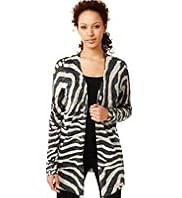 Open Front Animal Print Cardigan with Linen