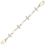 14K Yellow Gold 1/10 ct. Diamond Cross Bracelet (Higher Quality)